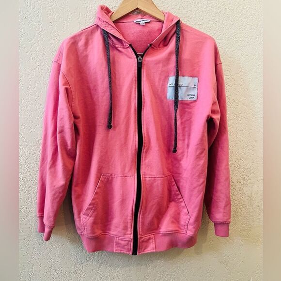 Public Desire “Not so basic” Hoodie Sz S/M Salmon Coral Lightweight European - Picture 2 of 8